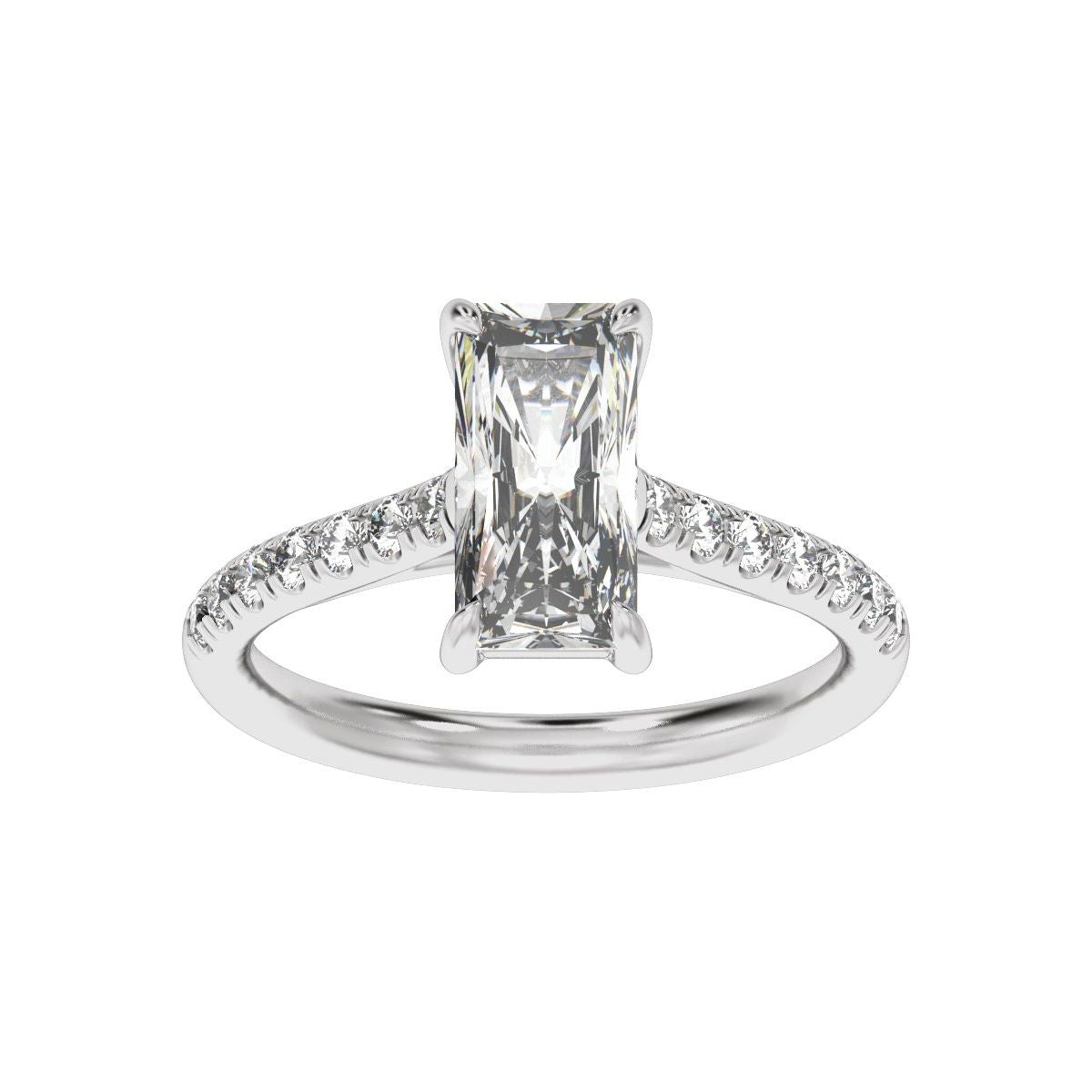 11x5.5 mm Radiant 2 1/3 CTW Lab-Grown Diamond Engagement Ring in 14k white gold