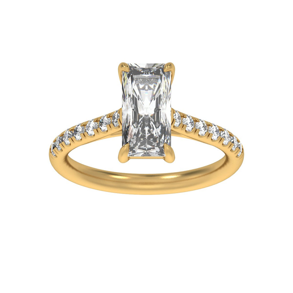 11x5.5 mm Radiant 2 1/3 CTW Lab-Grown Diamond Engagement Ring in 14k yellow gold