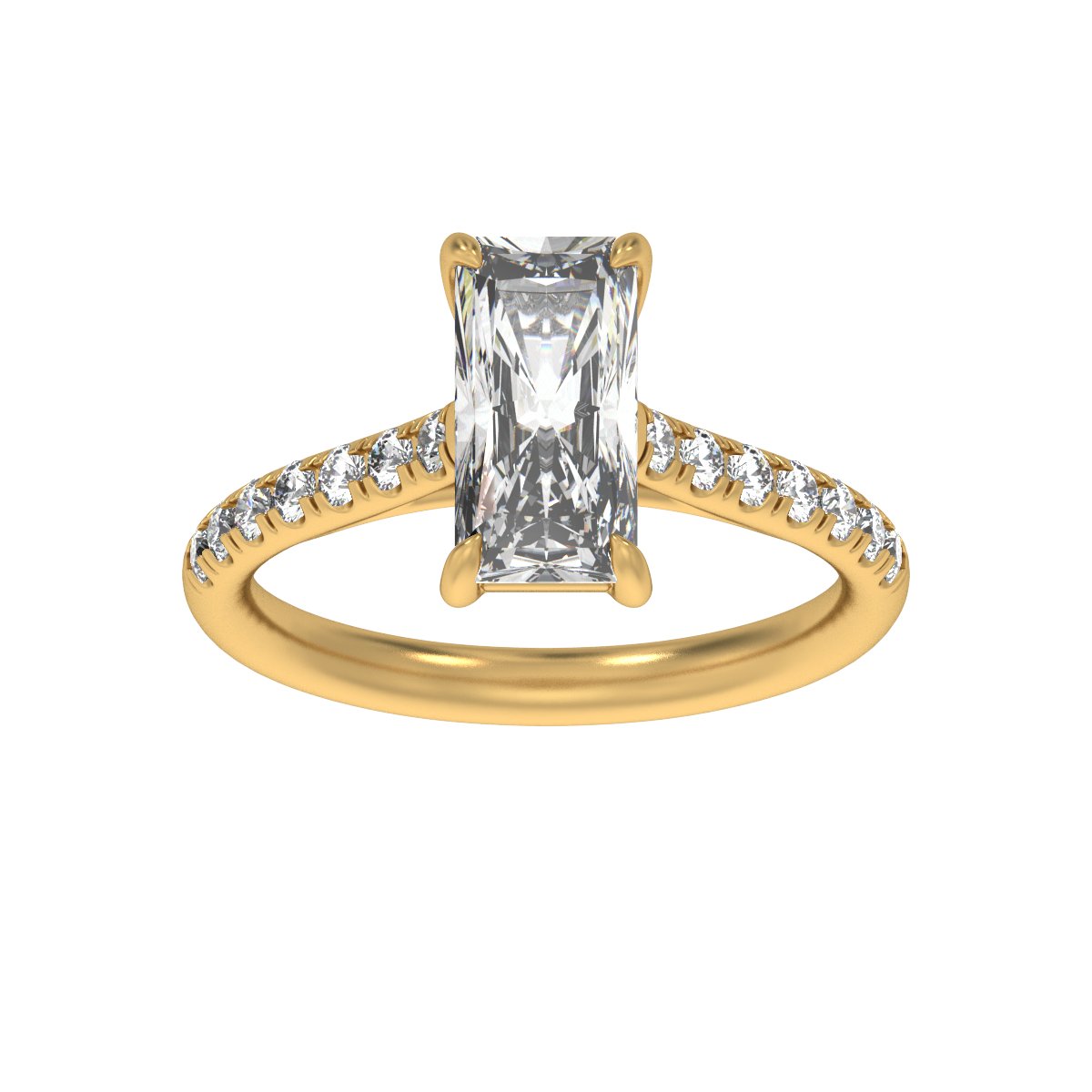11x5.5 mm Radiant 2 1/3 CTW Lab-Grown Diamond Engagement Ring in 14k yellow gold