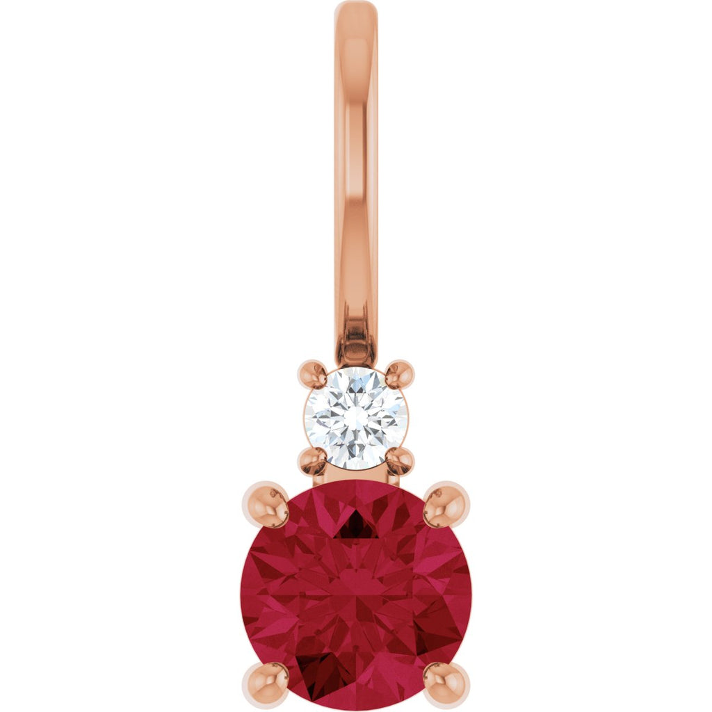 Natural Ruby & .03 CT Natural Diamond Charm/Pendant in 14k rose gold