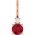 Natural Ruby & .03 CT Natural Diamond Charm/Pendant in 14k rose gold