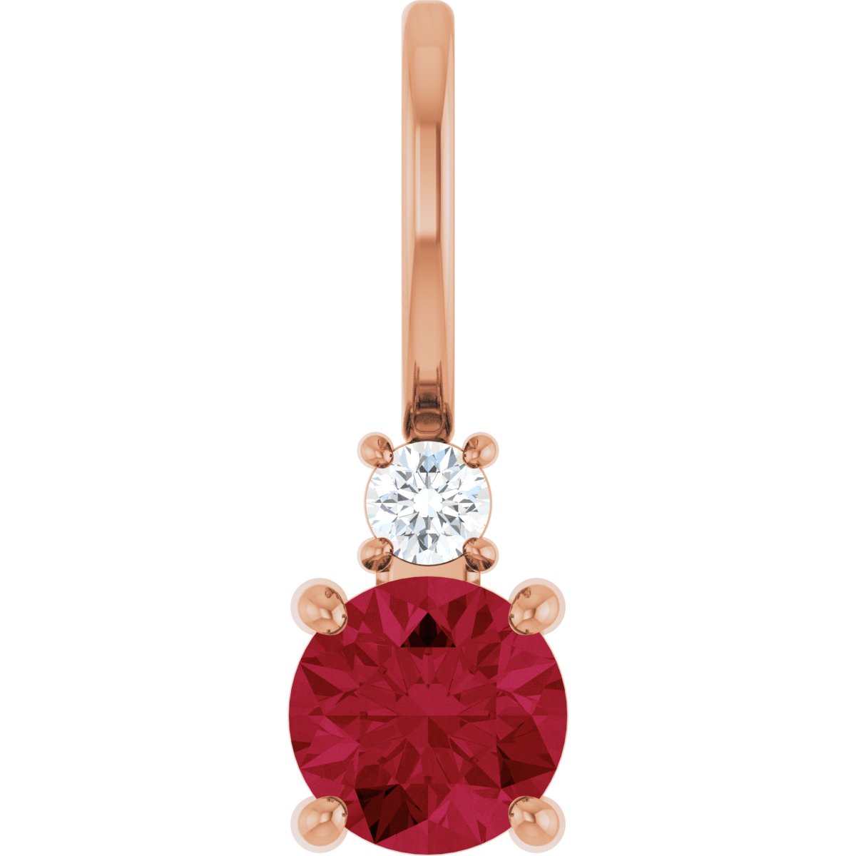 Natural Ruby & .03 CT Natural Diamond Charm/Pendant in 14k rose gold