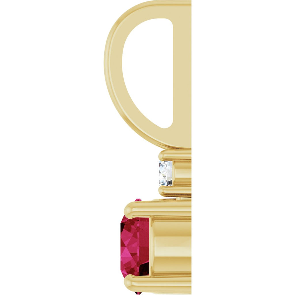 Natural Ruby & .03 CT Natural Diamond Charm/Pendant in 14k yellow gold