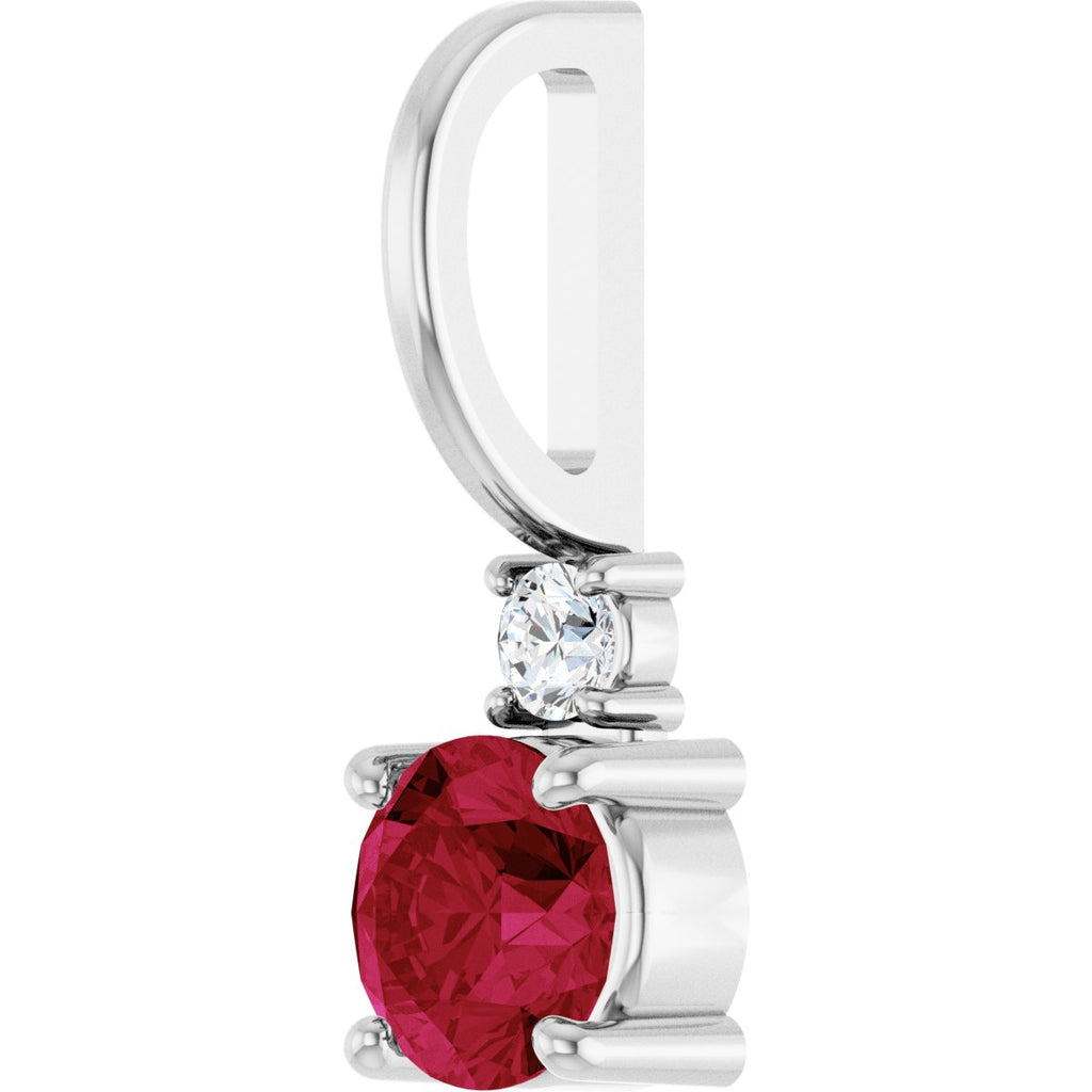 Natural Ruby & .03 CT Natural Diamond Charm/Pendant