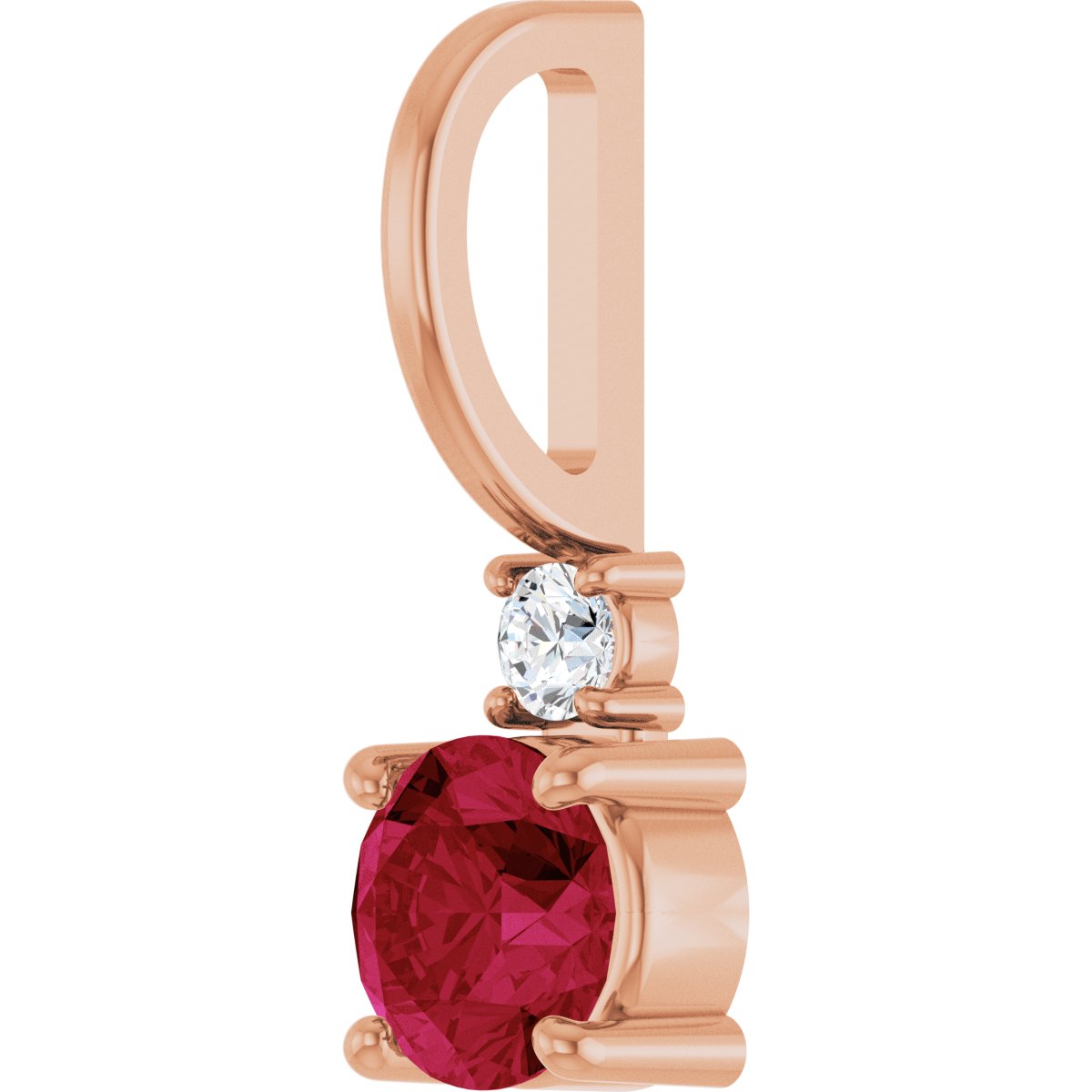 Natural Ruby & .03 CT Natural Diamond Charm/Pendant in 14k rose gold