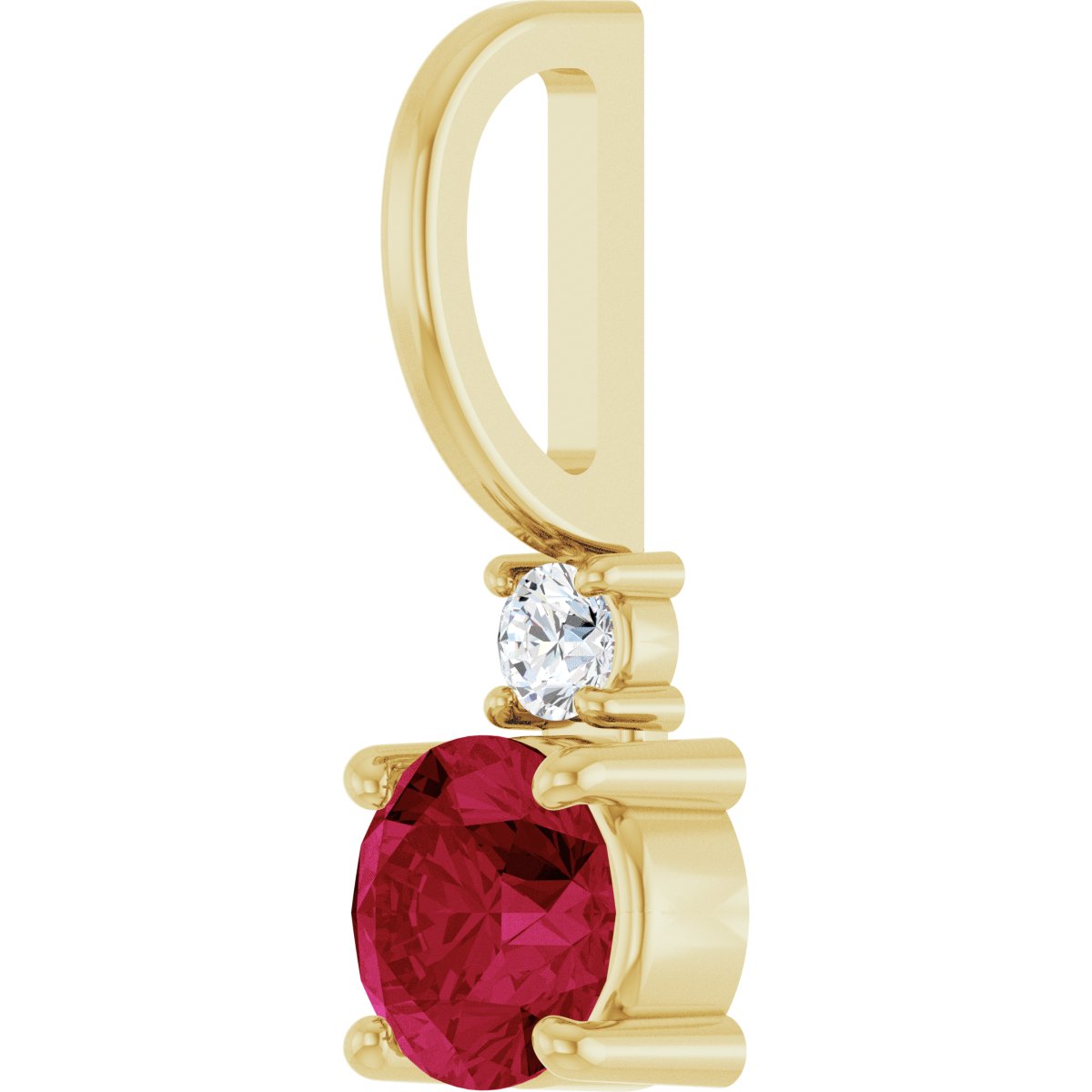 Natural Ruby & .03 CT Natural Diamond Charm/Pendant in 14k yellow gold