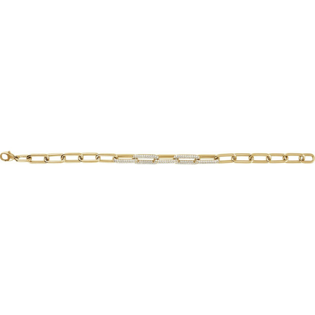 1 1/2 CTW Lab-Grown Diamond Paperclip-Style Bracelet in 14k yellow gold