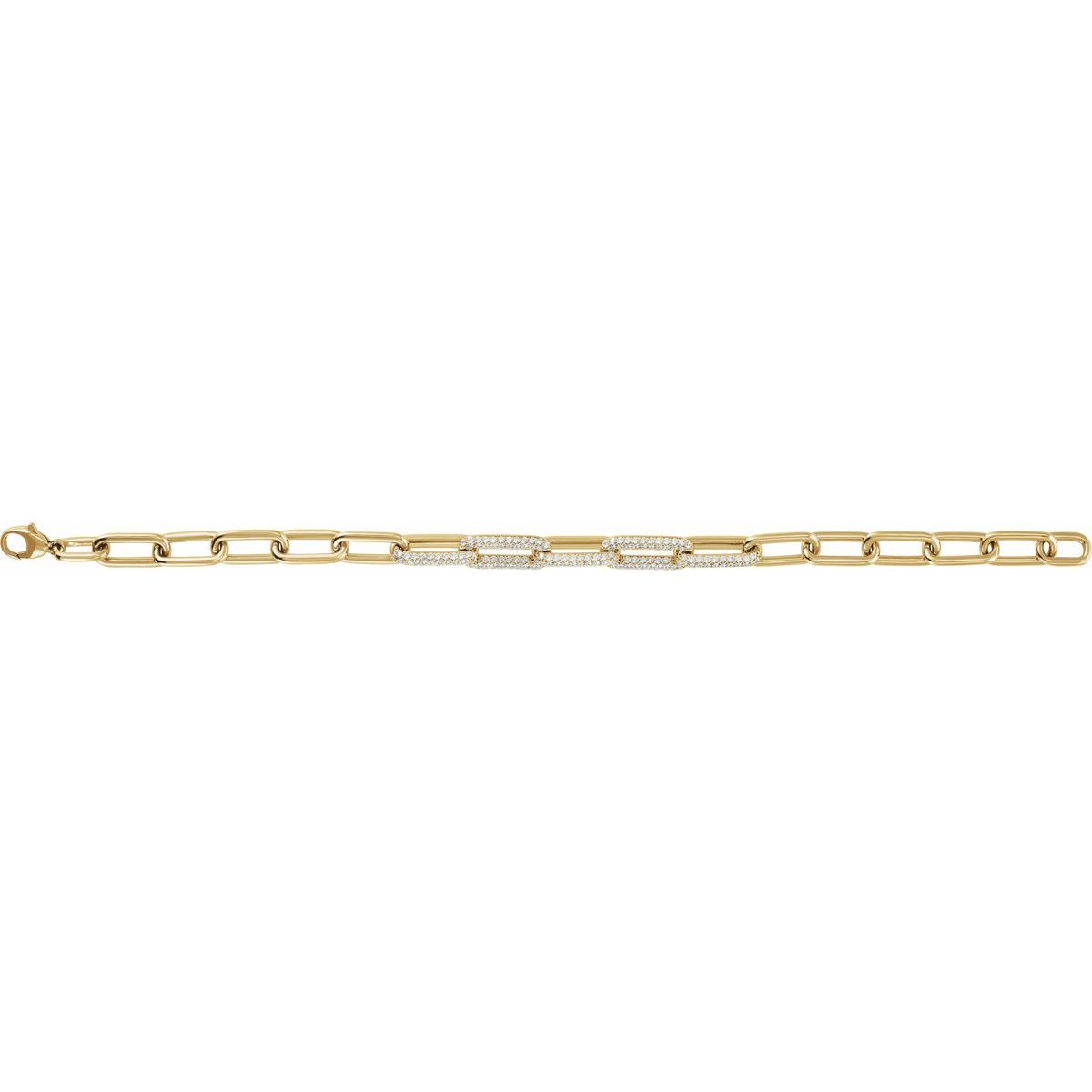 1 1/2 CTW Lab-Grown Diamond Paperclip-Style Bracelet in 14k yellow gold