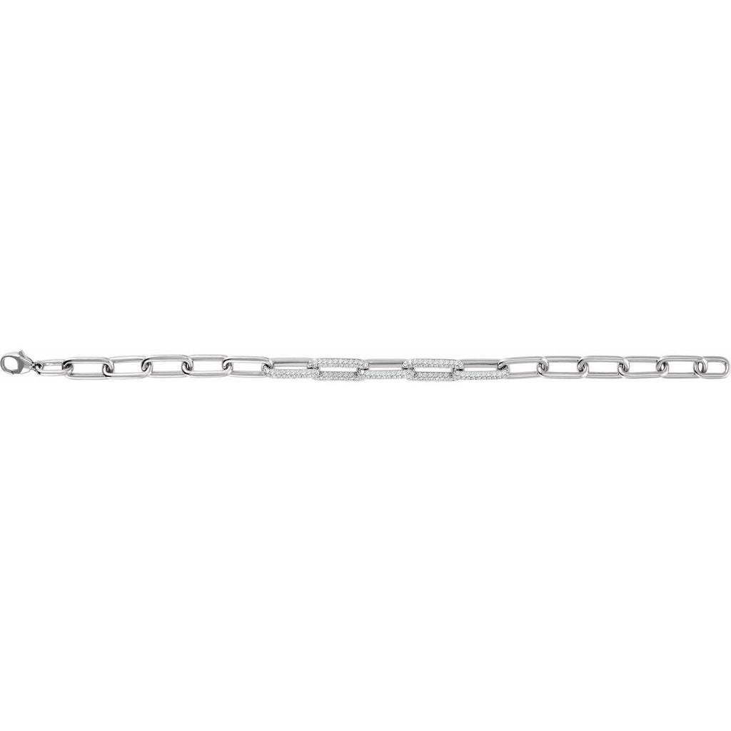 1 1/2 CTW Lab-Grown Diamond Paperclip-Style Bracelet in 14k white gold