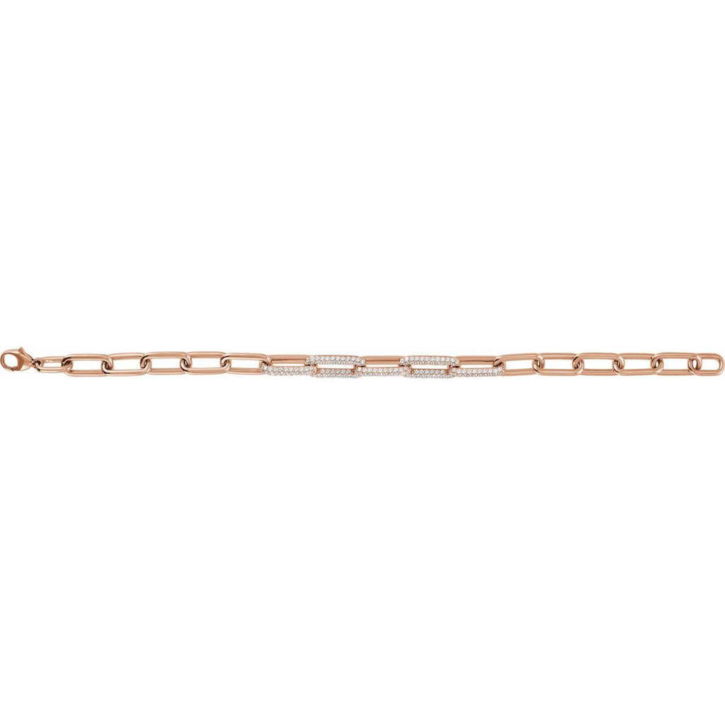1 1/2 CTW Lab-Grown Diamond Paperclip-Style Bracelet in 14k rose gold