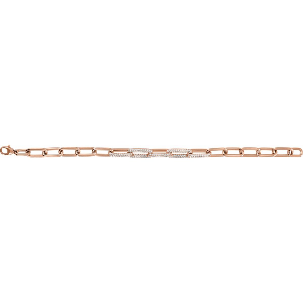 1 1/2 CTW Lab-Grown Diamond Paperclip-Style Bracelet in 14k rose gold
