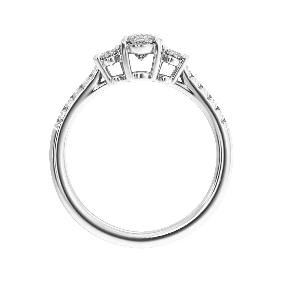 1 1/2 CTW Lab-Grown Diamond Three-Stone Engagement Ring in 14k white gold