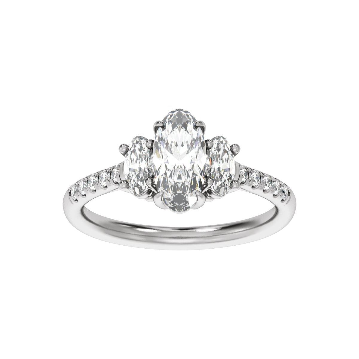 1 1/2 CTW Lab-Grown Diamond Three-Stone Engagement Ring in 14k white gold