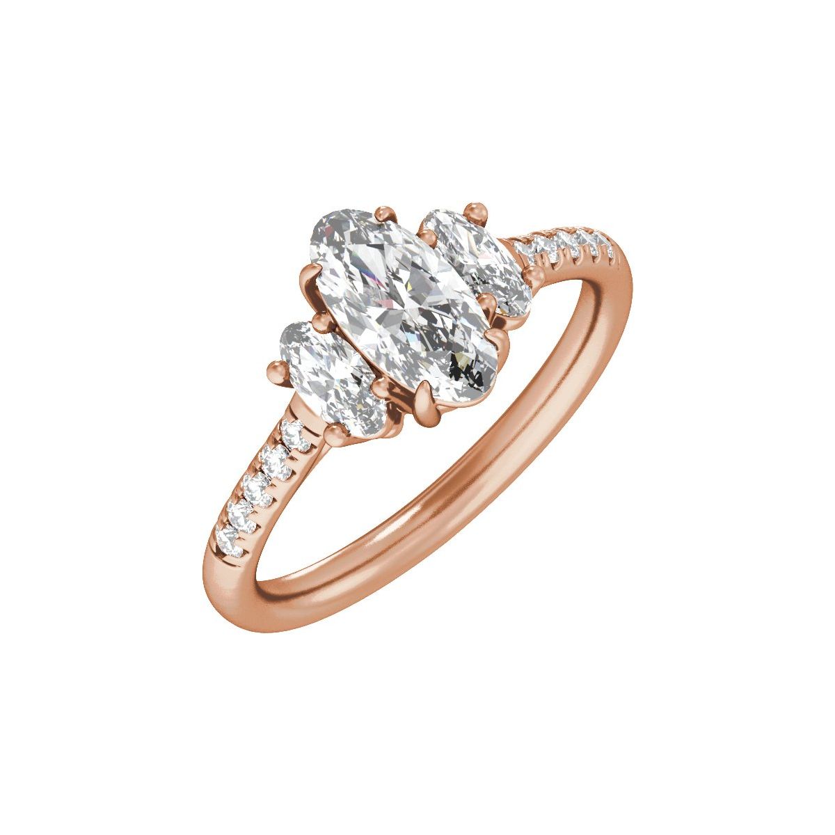 1 1/2 CTW Lab-Grown Diamond Three-Stone Engagement Ring in 14k rose gold