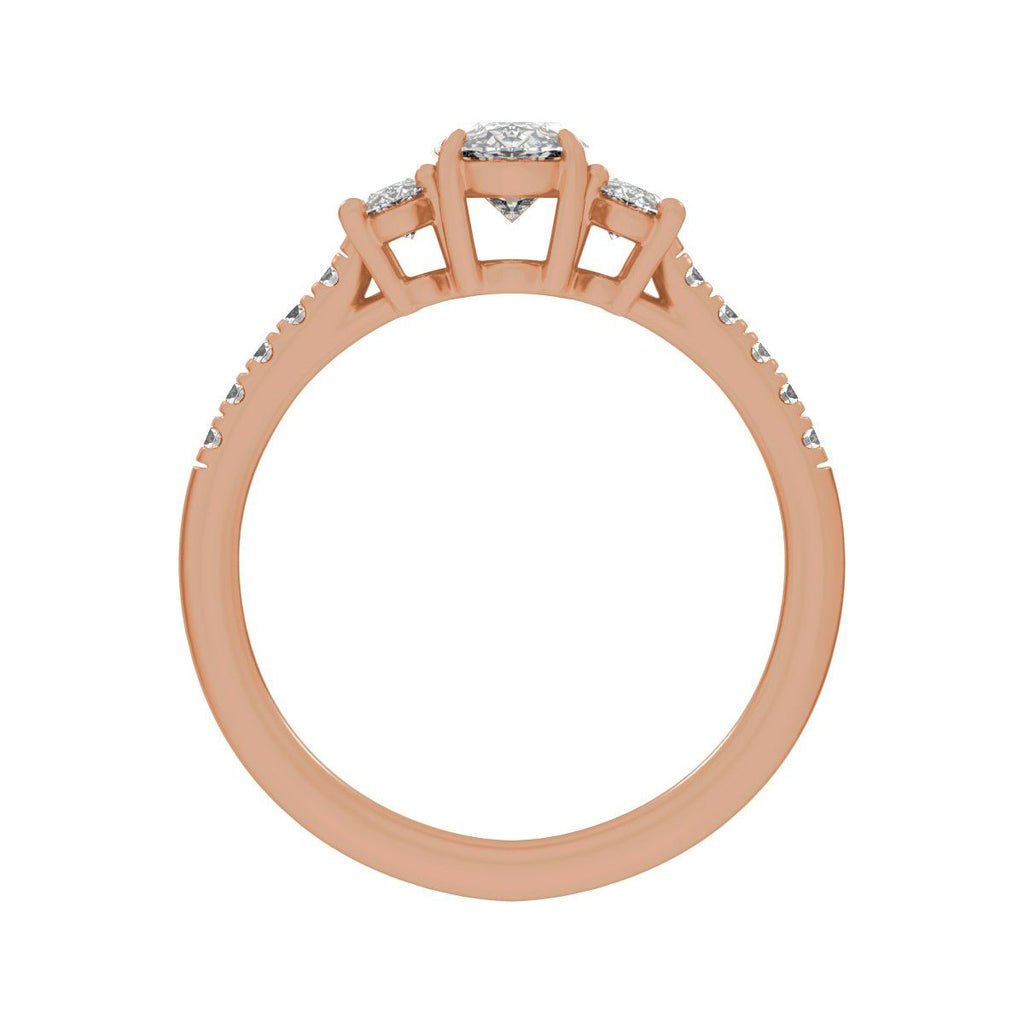 1 1/2 CTW Lab-Grown Diamond Three-Stone Engagement Ring in 14k rose gold