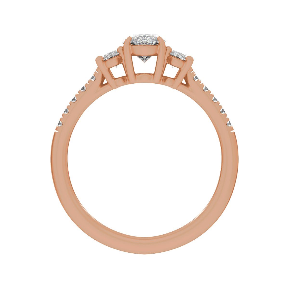 1 1/2 CTW Lab-Grown Diamond Three-Stone Engagement Ring in 14k rose gold