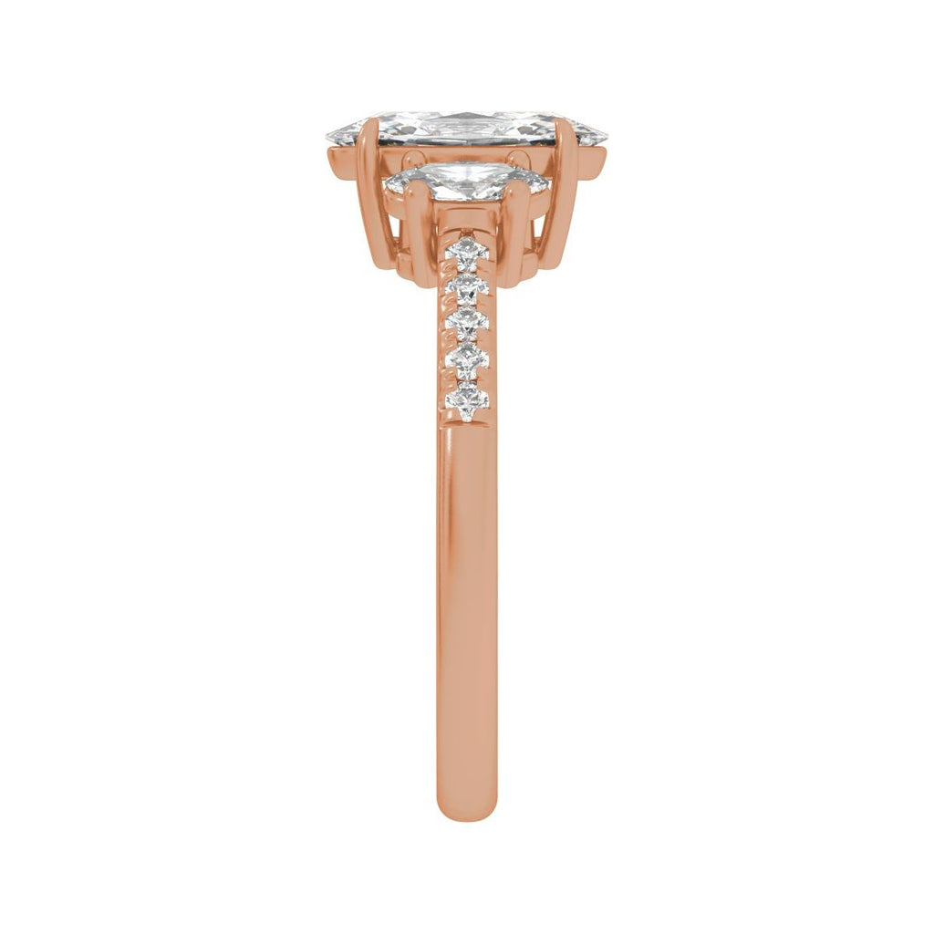 1 1/2 CTW Lab-Grown Diamond Three-Stone Engagement Ring in 14k rose gold