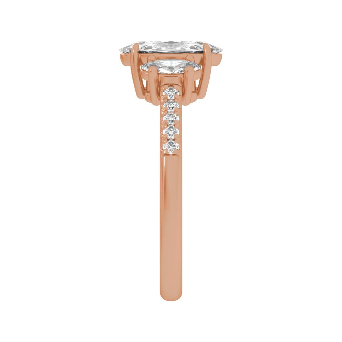 1 1/2 CTW Lab-Grown Diamond Three-Stone Engagement Ring in 14k rose gold