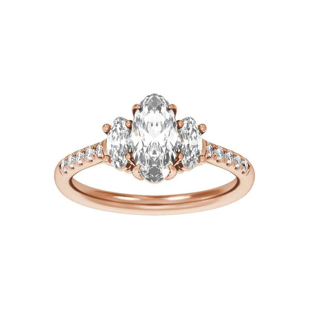1 1/2 CTW Lab-Grown Diamond Three-Stone Engagement Ring in 14k rose gold