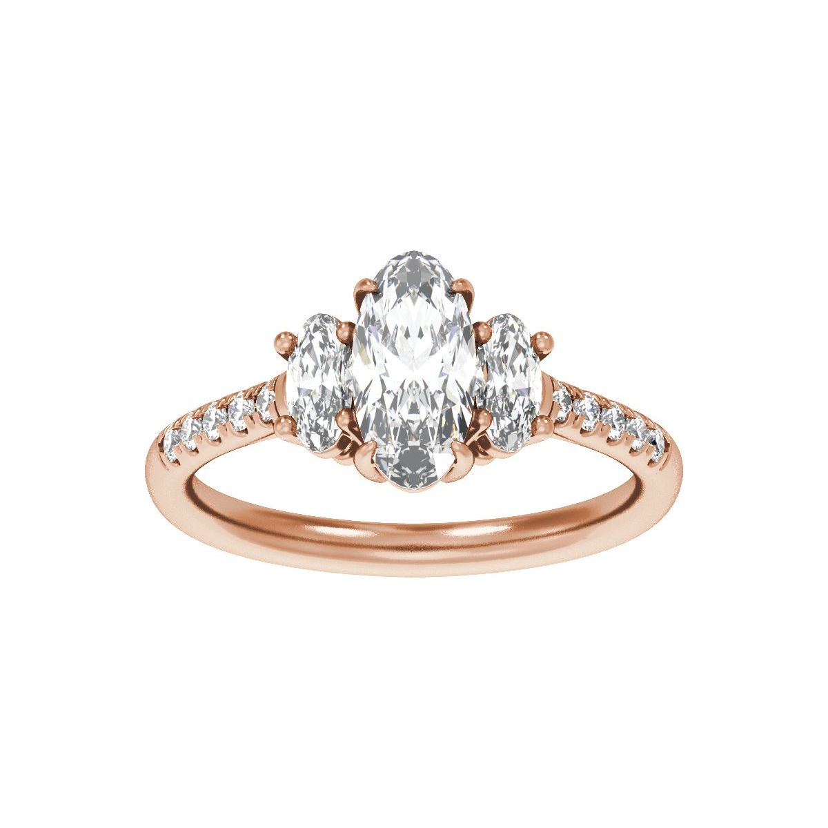 1 1/2 CTW Lab-Grown Diamond Three-Stone Engagement Ring in 14k rose gold