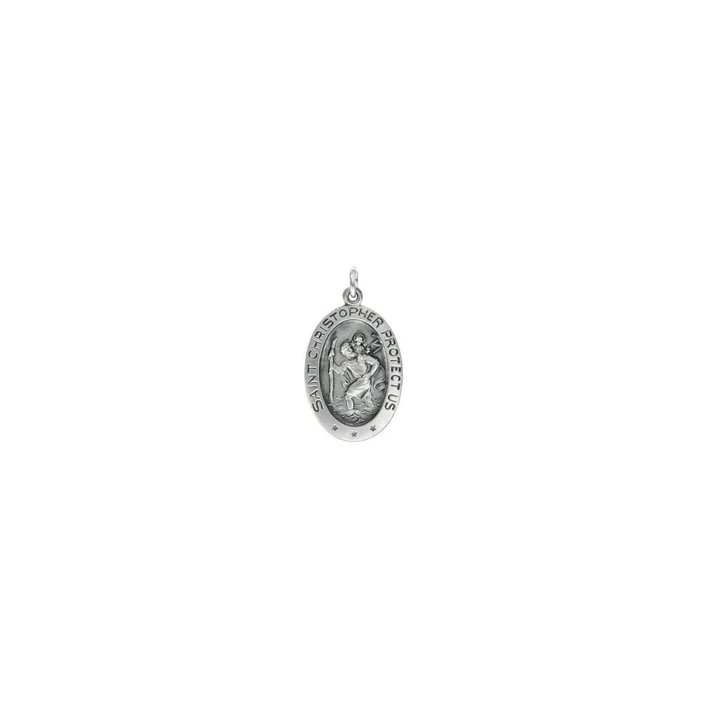 19x14 mm Oval St. Christopher Medal in 14k white gold