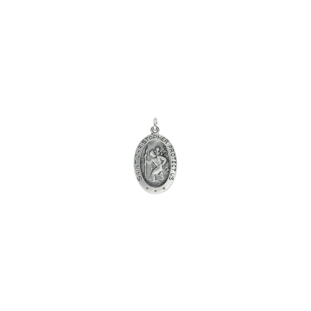 19x14 mm Oval St. Christopher Medal in 14k white gold