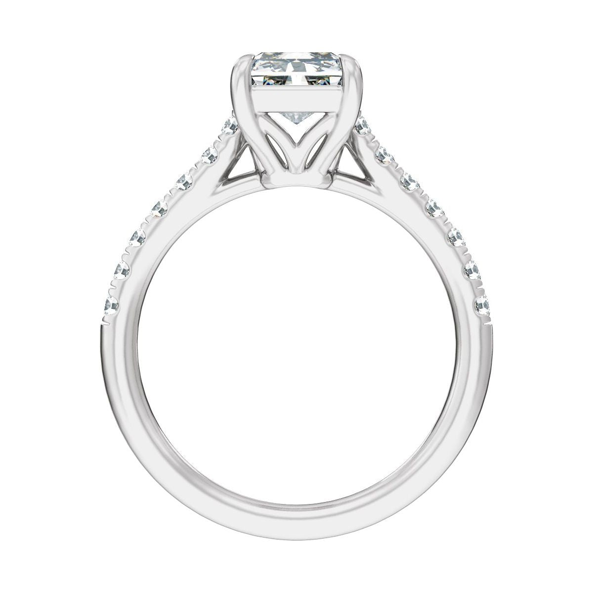 11.8x6.1 mm Radiant 3 1/3 CTW Lab-Grown Diamond Engagement Ring in 14k white gold