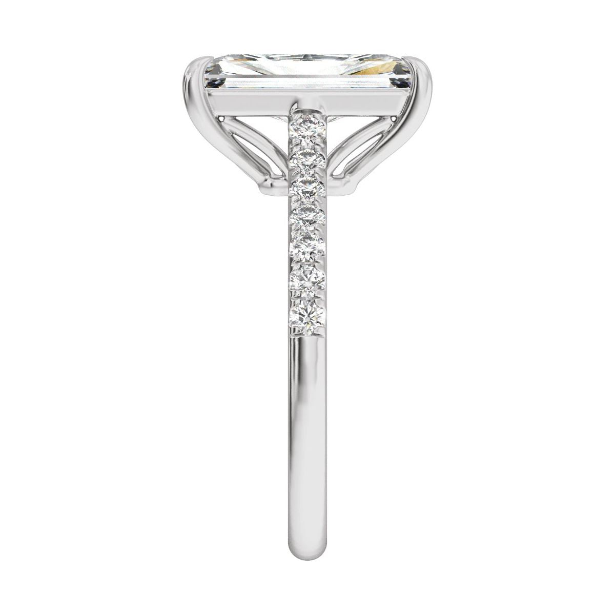 11.8x6.1 mm Radiant 3 1/3 CTW Lab-Grown Diamond Engagement Ring in 14k white gold