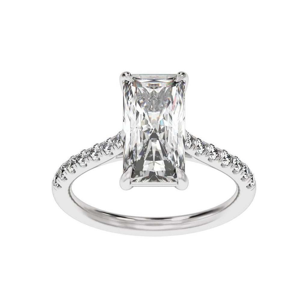 11.8x6.1 mm Radiant 3 1/3 CTW Lab-Grown Diamond Engagement Ring in 14k white gold