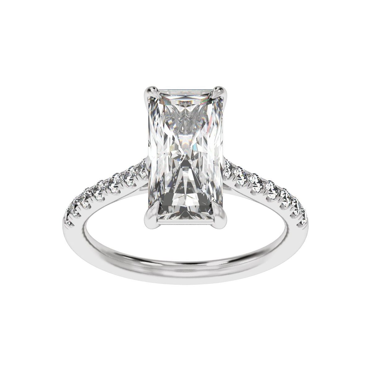 11.8x6.1 mm Radiant 3 1/3 CTW Lab-Grown Diamond Engagement Ring in 14k white gold