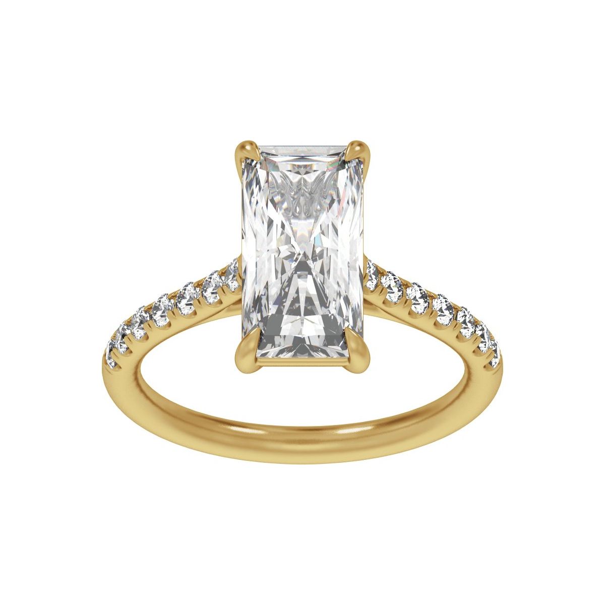 11.8x6.1 mm Radiant 3 1/3 CTW Lab-Grown Diamond Engagement Ring in 14k yellow gold