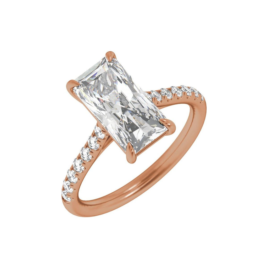 11.8x6.1 mm Radiant 3 1/3 CTW Lab-Grown Diamond Engagement Ring in 14k rose gold