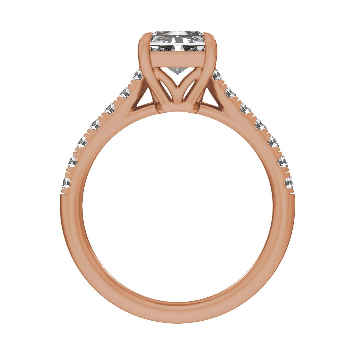 11.8x6.1 mm Radiant 3 1/3 CTW Lab-Grown Diamond Engagement Ring in 14k rose gold