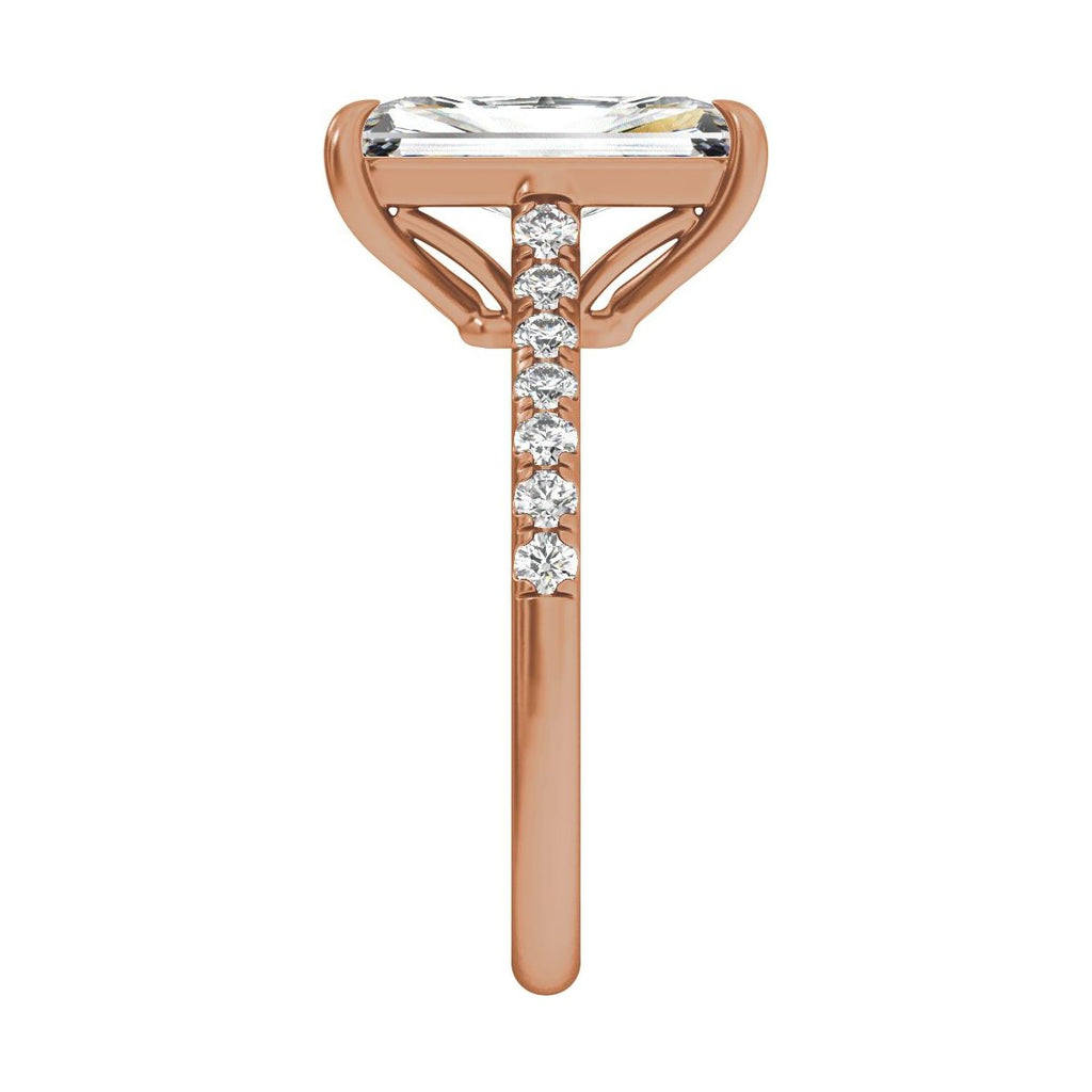 11.8x6.1 mm Radiant 3 1/3 CTW Lab-Grown Diamond Engagement Ring in 14k rose gold