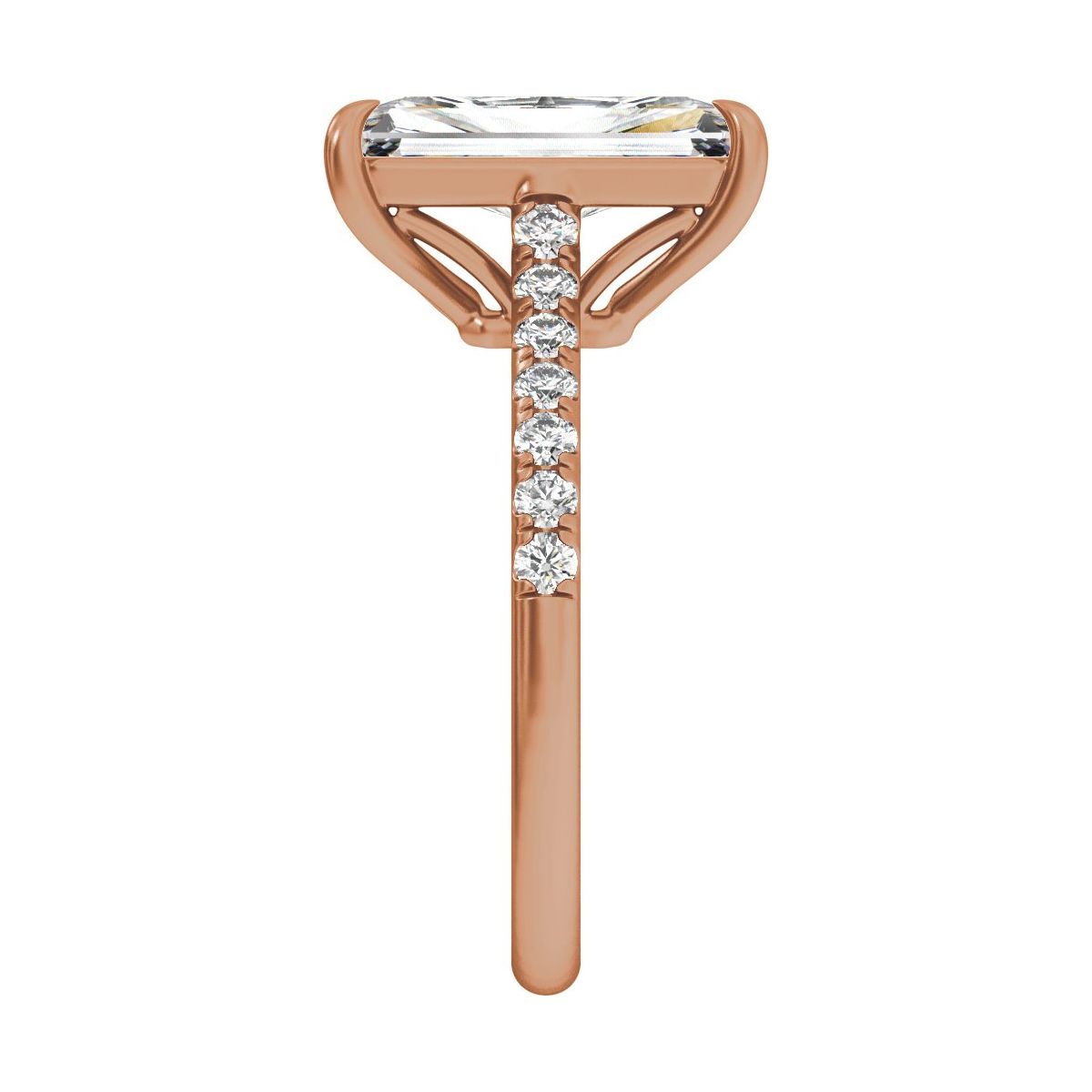 11.8x6.1 mm Radiant 3 1/3 CTW Lab-Grown Diamond Engagement Ring in 14k rose gold