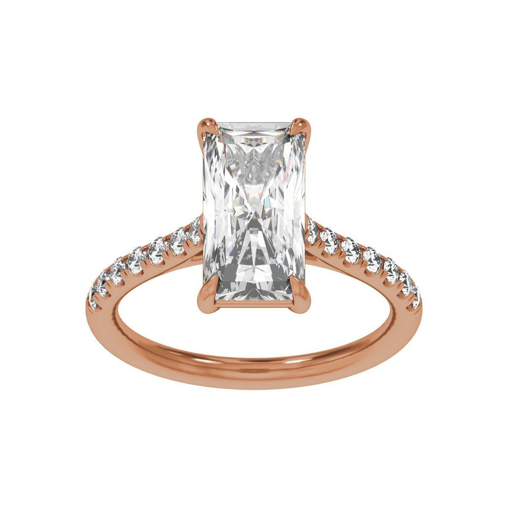 11.8x6.1 mm Radiant 3 1/3 CTW Lab-Grown Diamond Engagement Ring in 14k rose gold