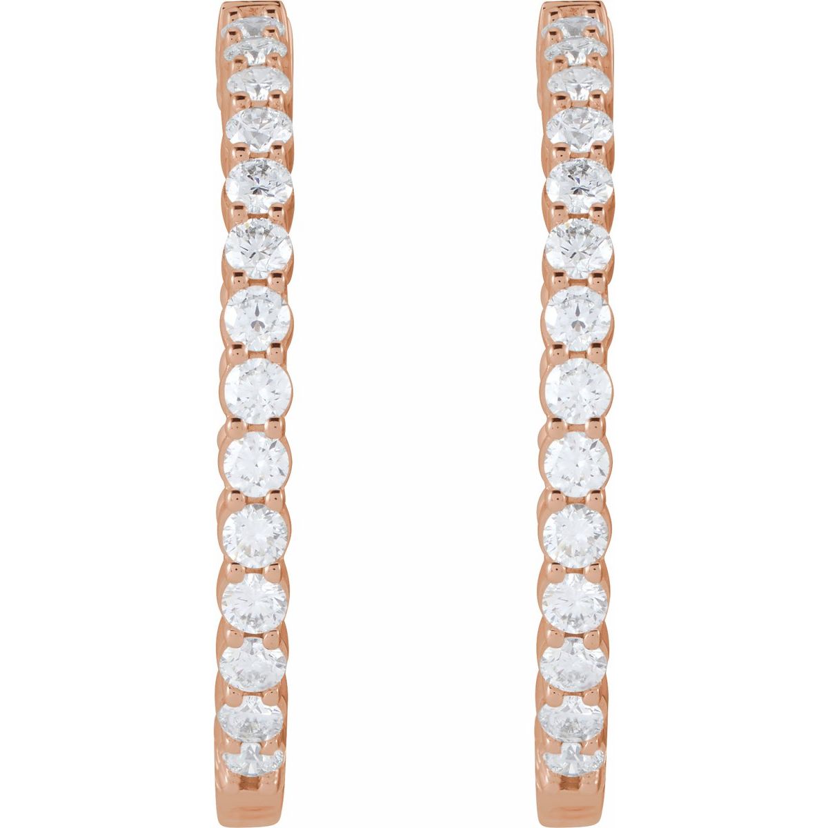 4 CTW Lab-Grown Diamond Inside-Outside Hinged 36 mm Hoop Earrings in 14k rose gold
