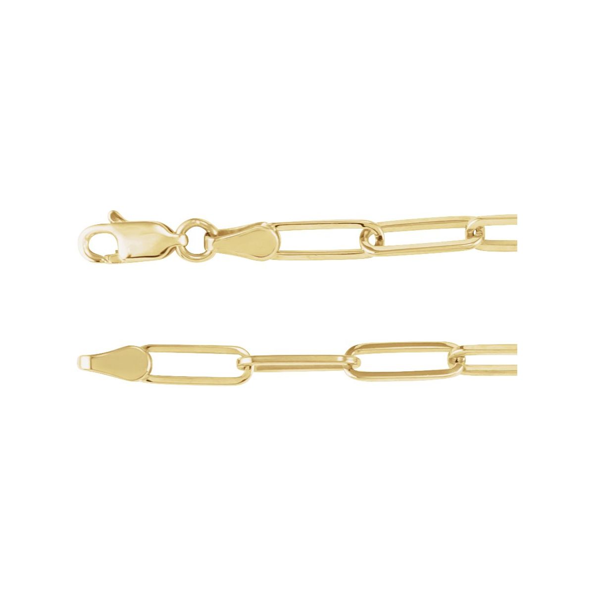3.85 mm Paperclip-Style Chain in 14k yellow gold