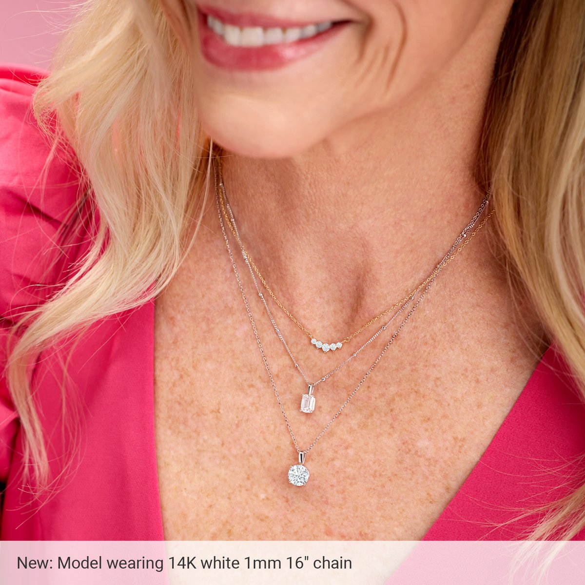 1 mm Beaded Curb Chain in 14k rose gold