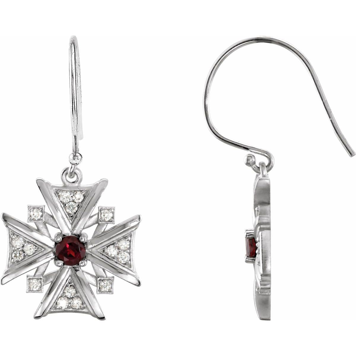 Natural Mozambique Garnet & 1/3 CTW Natural Diamond Earrings