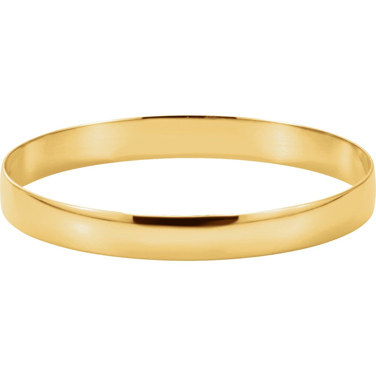 Engravable 8 mm Half Round Bangle Bracelet in 14k yellow gold