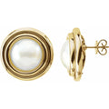 Cultured White Mabé Pearl Earrings in 14k yellow gold