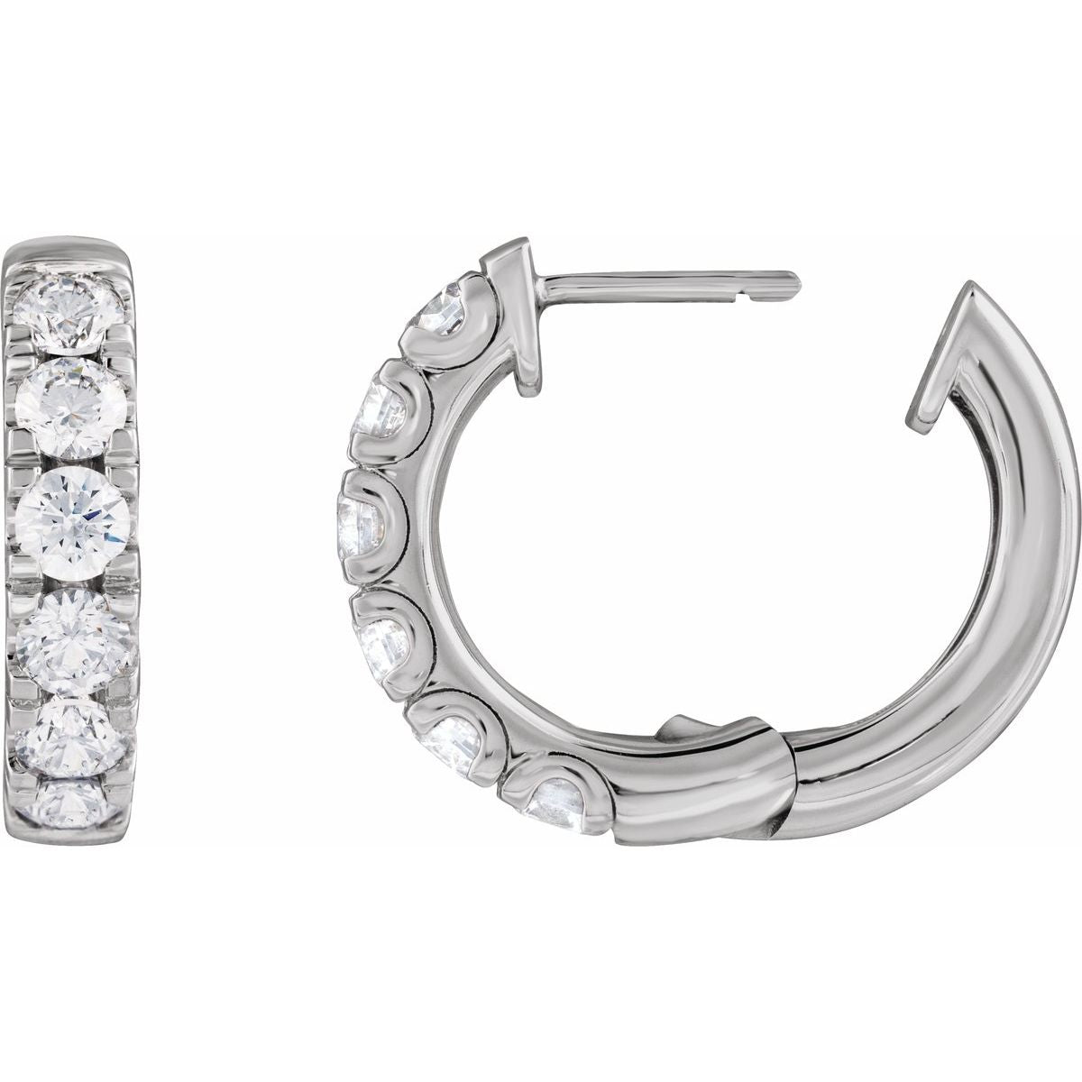 2 1/4 CTW Lab-Grown Diamond Hinged 19.45 mm Hoop Earrings in 14k white gold