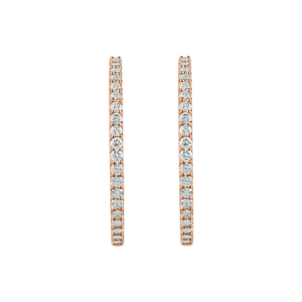 5 CTW Lab-Grown Diamond Inside-Outside 41.5 mm Hinged Hoop Earrings in 14k rose gold