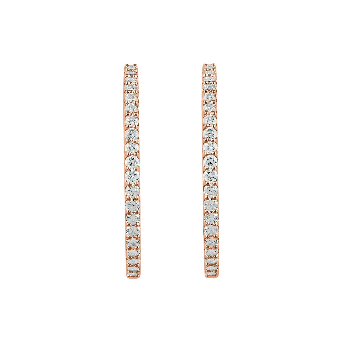5 CTW Lab-Grown Diamond Inside-Outside 41.5 mm Hinged Hoop Earrings in 14k rose gold
