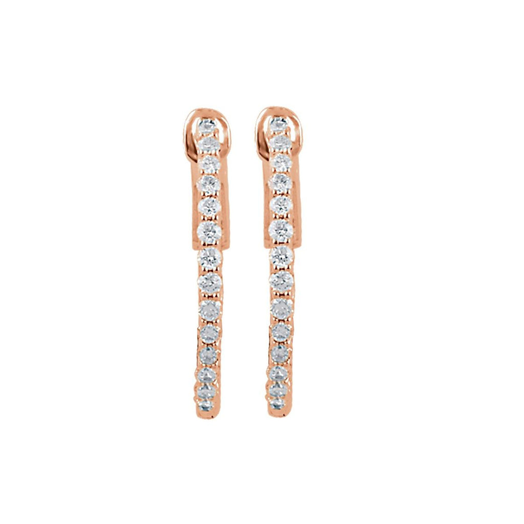 1/2 CTW Natural Diamond Inside-Outside 19 mm Hinged Hoop Earrings in 14k rose gold
