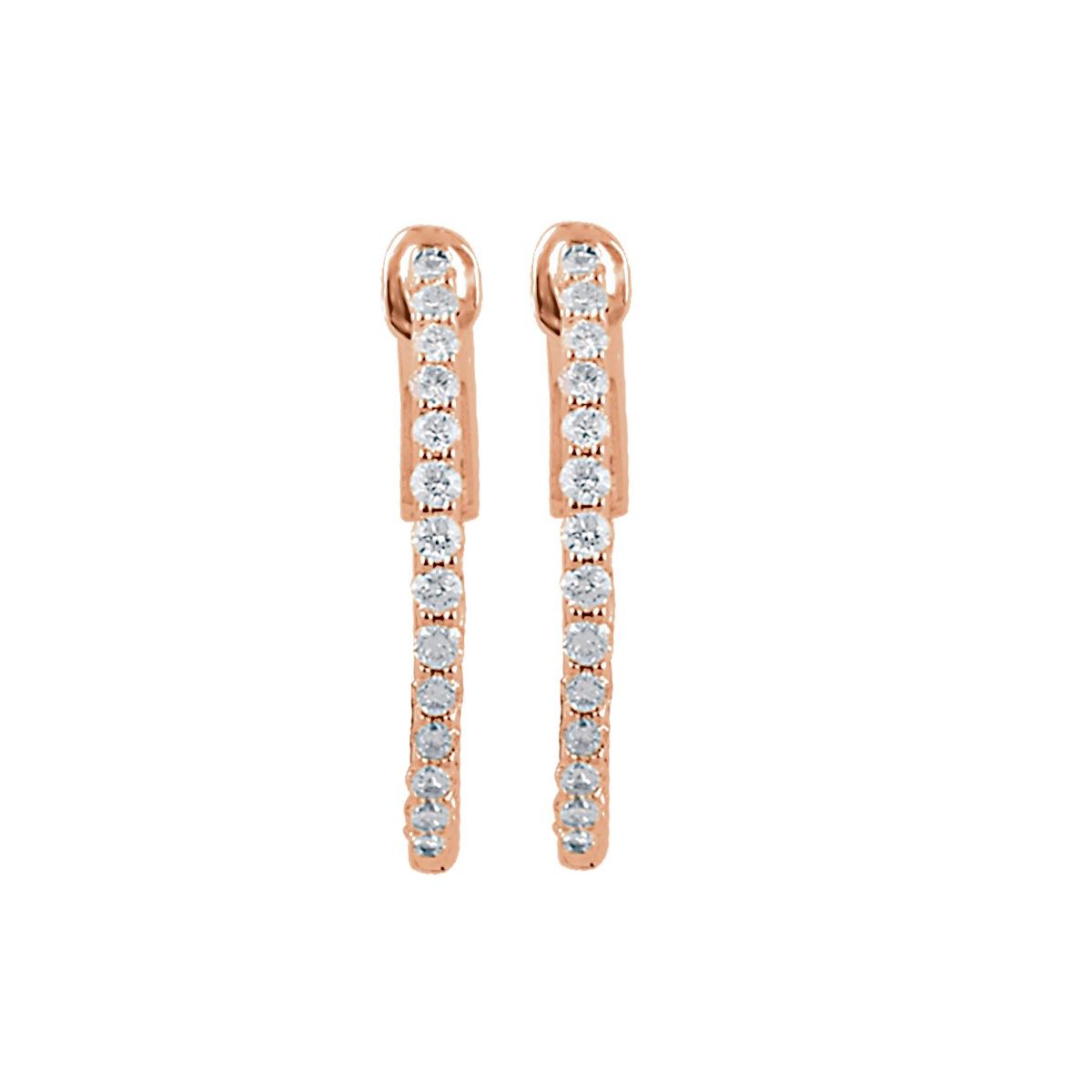 1/2 CTW Natural Diamond Inside-Outside 19 mm Hinged Hoop Earrings in 14k rose gold