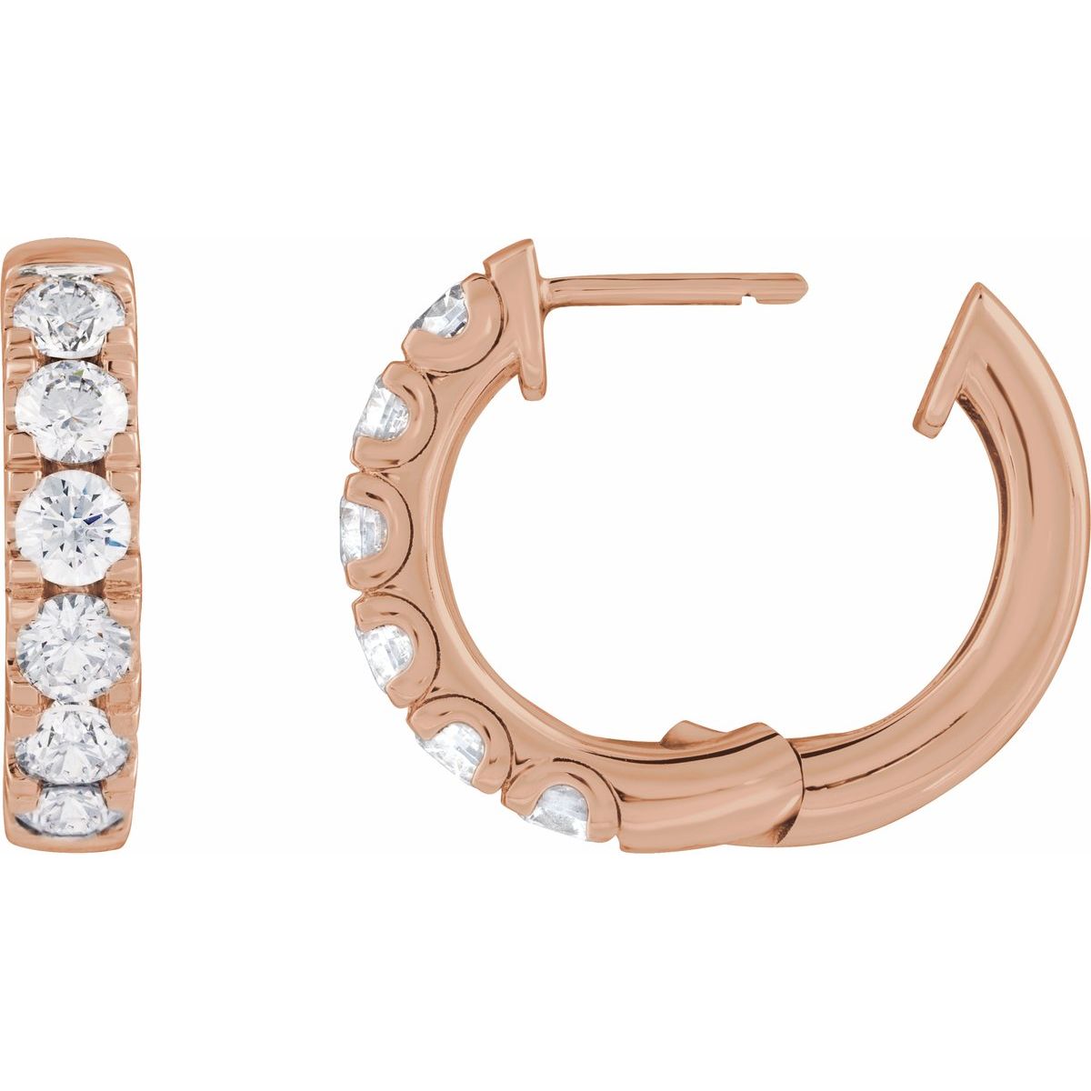 2 1/4 CTW Lab-Grown Diamond Hinged 19.45 mm Hoop Earrings in 14k rose gold