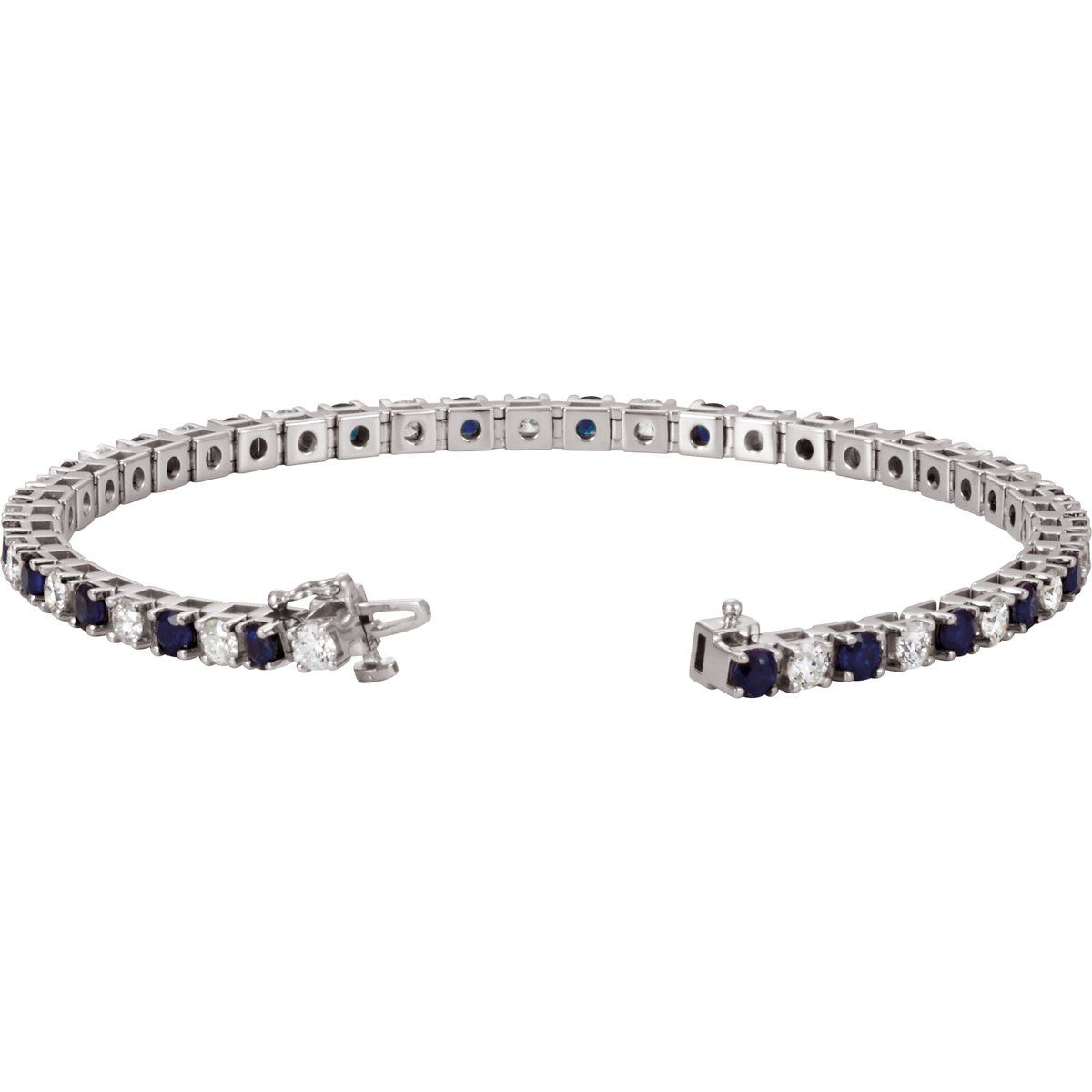 Lab-Grown Blue Sapphire & 2 3/8 CTW Lab-Grown Diamond Line Bracelet in 14k white gold