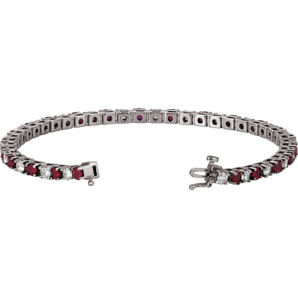 Lab-Grown Ruby & 2 3/8 CTW Lab-Grown Diamond Line Bracelet in 14k white gold